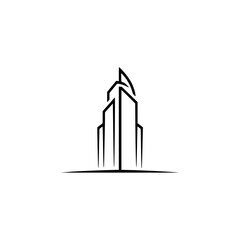 Minimalist Skyscraper Logo: Modern Design, Clean Lines, Real Estate