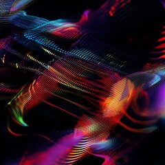 abstract art featuring a pulsating digital rhythm disrupted by glitch waves isolated on a minimalistic background