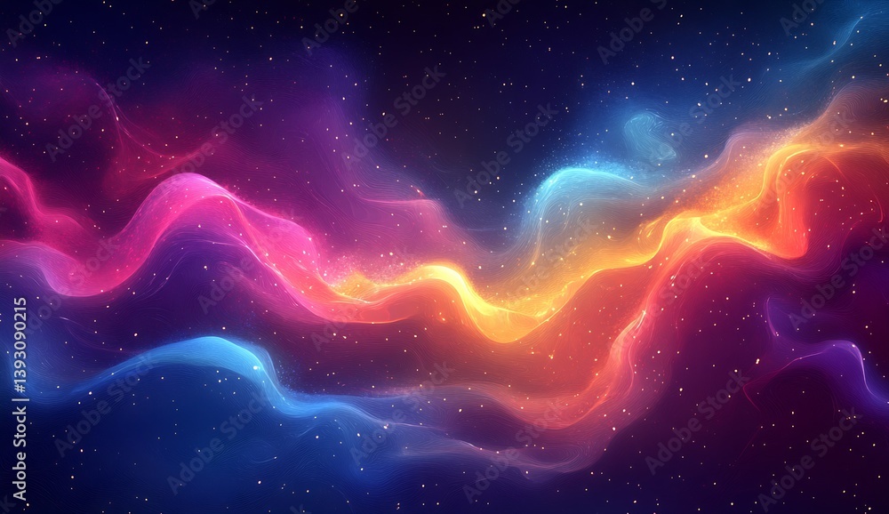 Poster vibrant abstract artwork with colorful waves and cosmic effects representing beauty and creativity i