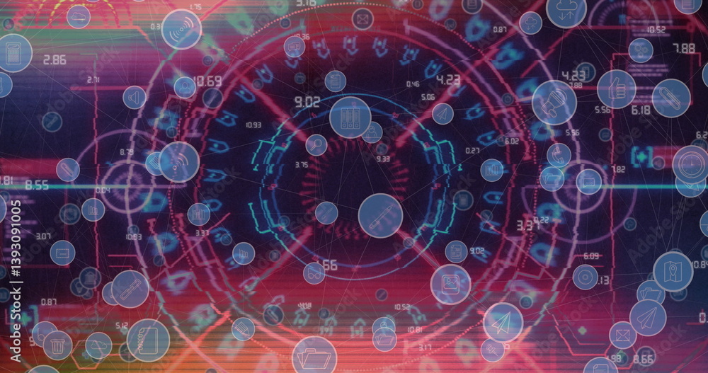 Poster image of scope scanning and network of digital icons