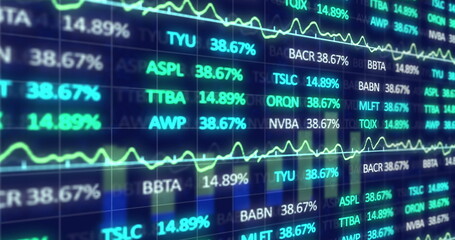 Fototapeta premium Image of financial data processing and statistics