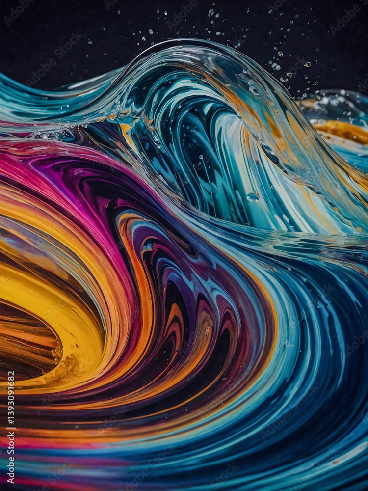 Poster colorful wave motion art, digital abstraction for modern spaces.