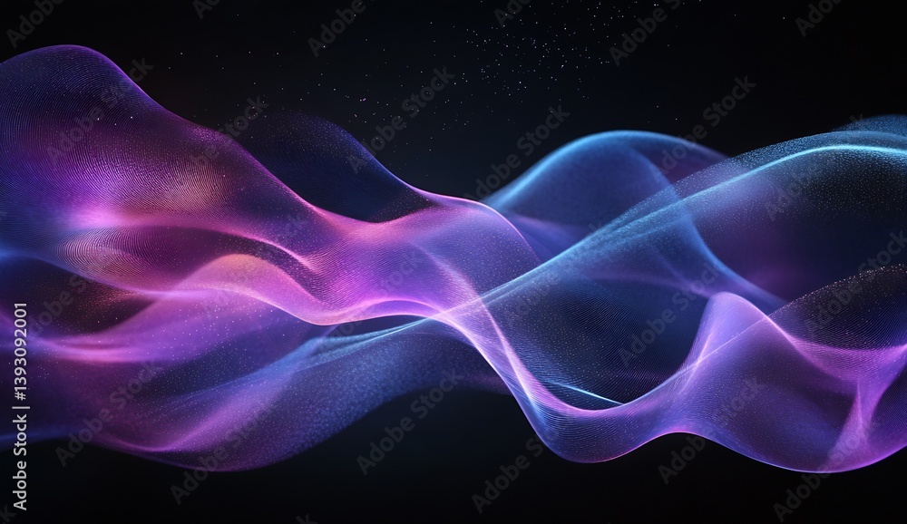 Leinwandbilder Mesmerizing wave patterns in a spectrum of colors flowing gracefully in a digital fantasy landscape : Generative AI