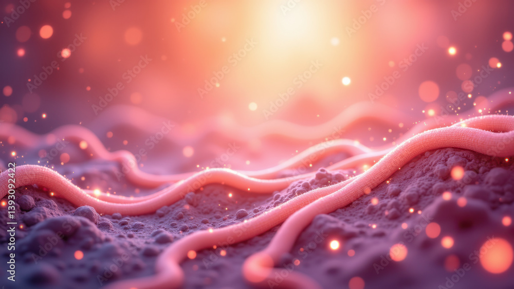 Poster vagus nerve stimulation with bright colors and microscopic view of neurons.