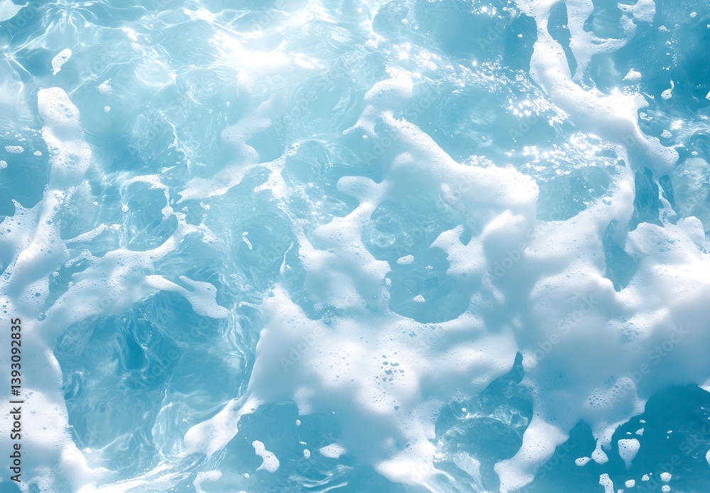 Aufkleber bubbling ocean water surface with light reflections abstract marine blue background texture for summ