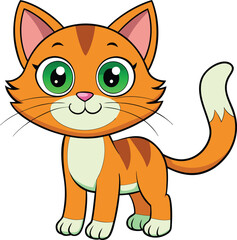a cartoon cat with green eyes