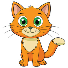 a cartoon cat with green eyes