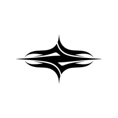 Tribal-Inspired Symmetric Black Icon on White, Design Element