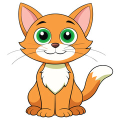 a cartoon cat with green eyes