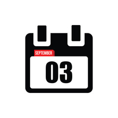 calender icon, 03 september icon with white background
