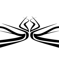 Abstract Black Ribbon Composition on Grayscale Background