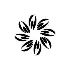 Abstract Floral Black and White Logo Design