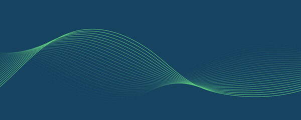 Abstract green wave blue background