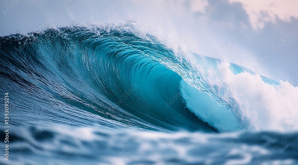 Poster powerful ocean wave crashing with force and energy in a stunning display of nature's beauty and ocea