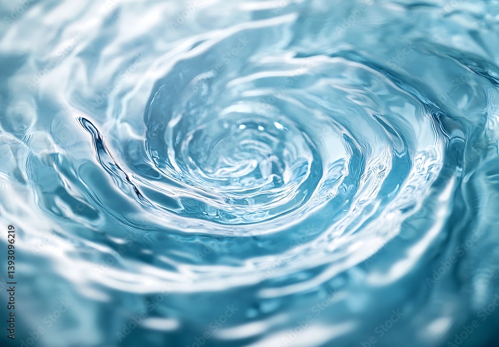 Poster Swirling Water Surface Creating Circular Patterns in a Blue Fluid Environment : Generative AI