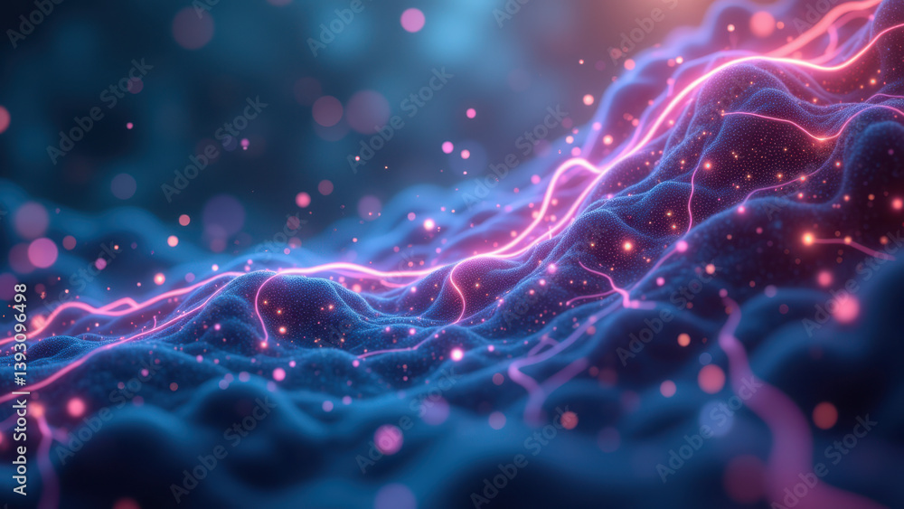 Aufkleber vagus nerve stimulation visualization with dynamic neuronal activity and electric current animations