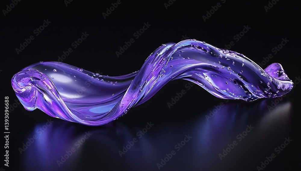 Leinwandbilder elegant twisted wave of purple glass with droplets creating a mesmerizing reflective effect : genera