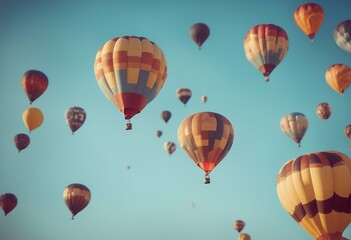 Fototapeta premium balloons colorful air blue sky over background different ball bunch colours balloon colourful green birthday celebration happiness rainbow abstract cheerful bright fun group holiday free helium fly