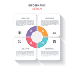 Square with Circle Infographic template design 4 steps