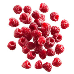 Fresh Raspberries Falling Dark Background