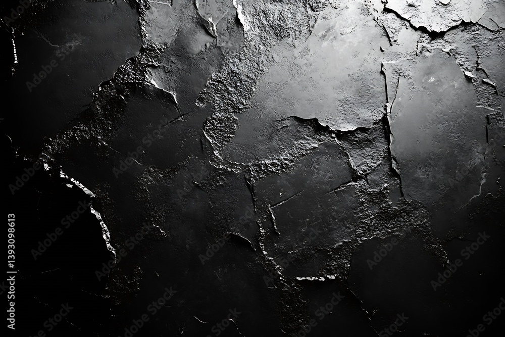 Fototapete Dramatic Black Stone Texture Background Dark and Moody Rock Surface with Rough Edges High Contrast Abstract Design Gritty and Bold : Generative AI