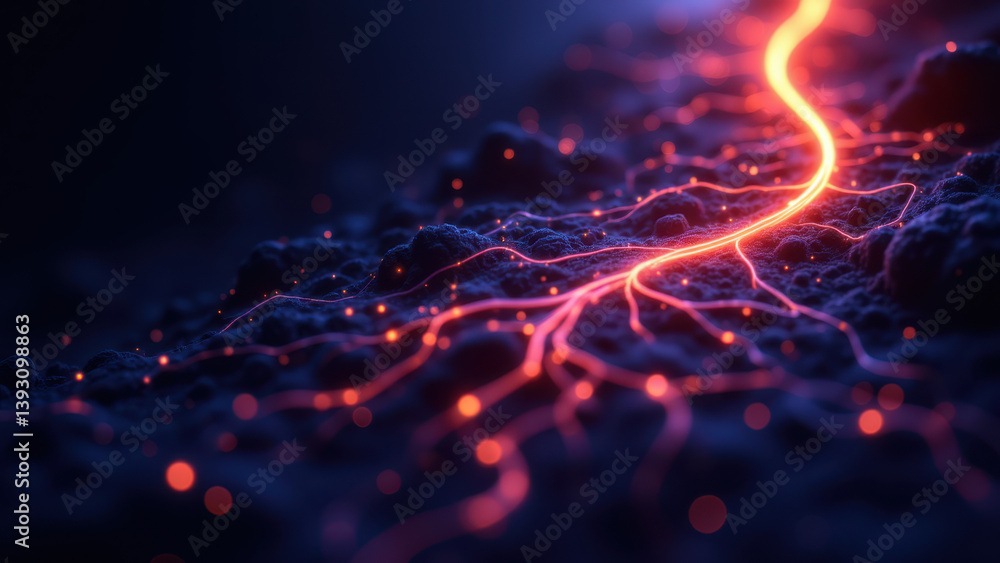 Poster a dynamic depiction of vns or vagus nerve stimulation with a central focus on the red glow emanating