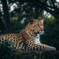 Majestic Leopard Resting in its Natural Habitat