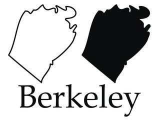 Berkeley (West Virginia) city map with black border outline vector