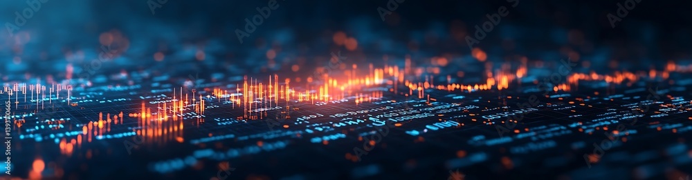 Aufkleber Abstract Data Visualization with Glowing Lights for Technology and Innovation concept data light : Generative AI