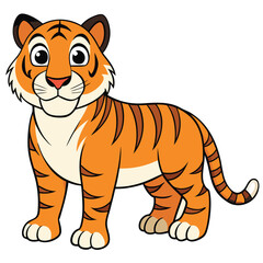 Happy Tiger: A friendly illustration of a majestic tiger. Capturing the essence of its playful nature with vibrant colours and soft strokes.