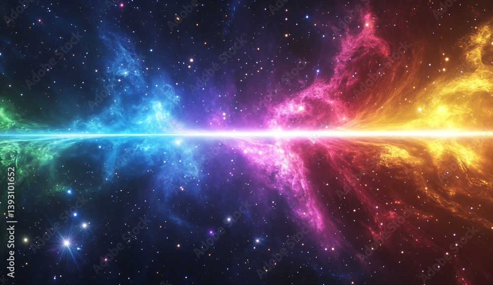 Poster beautiful cosmic nebula with vibrant colors illuminating the vast space background : generative ai