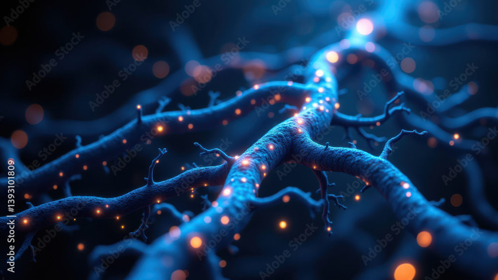 Poster vagus nerve stimulation with illuminated pathways showcasing neural activity.