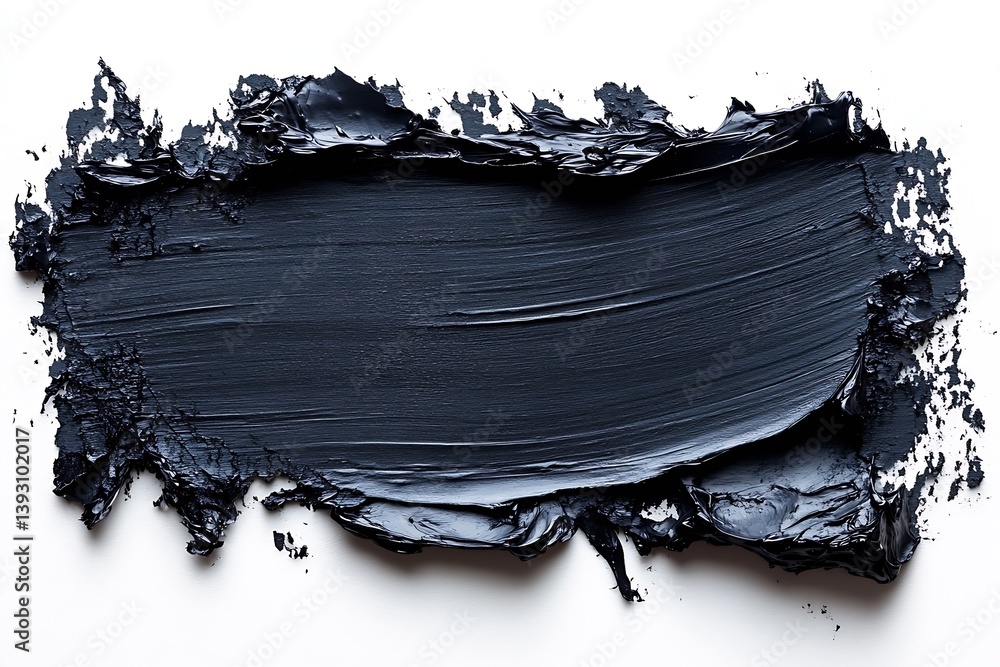 Poster abstract black paint stroke on white background dark acrylic texture creative art smear design eleme