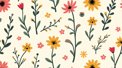 Seamless pattern with flowers