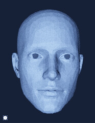 Network forming AI human face. Technology and robotics concept. Anonymous social masking. Cyber crime and cyber security vector illustration.