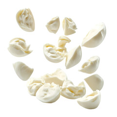 Fresh Mozzarella Cheese Pieces Falling Delicious Dairy Product