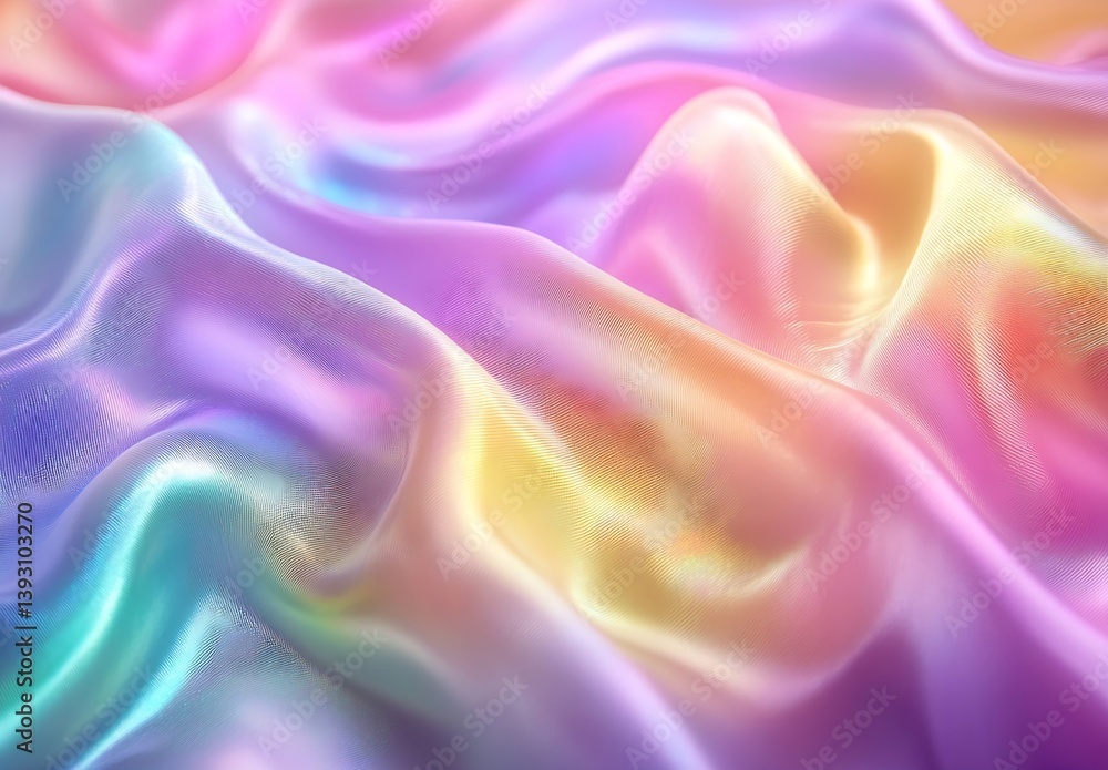Poster pastel rainbow silk fabric waves and folds abstract texture background soft colors ethereal light be