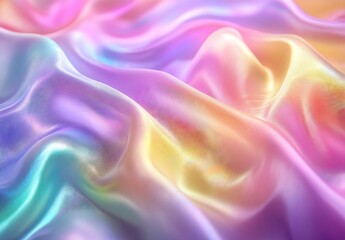 Obraz premium Pastel Rainbow Silk Fabric Waves and Folds Abstract Texture Background Soft Colors Ethereal Light Beautiful Textiles : Generative AI
