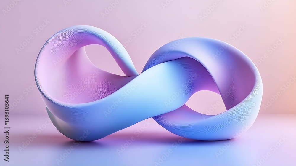 Poster abstract infinity symbol on pastel background modern art geometric shape digital illustration concep