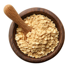 Oatmeal in Wooden Bowl with Spoon Healthy Grain Food