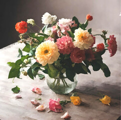 テーブルの花束