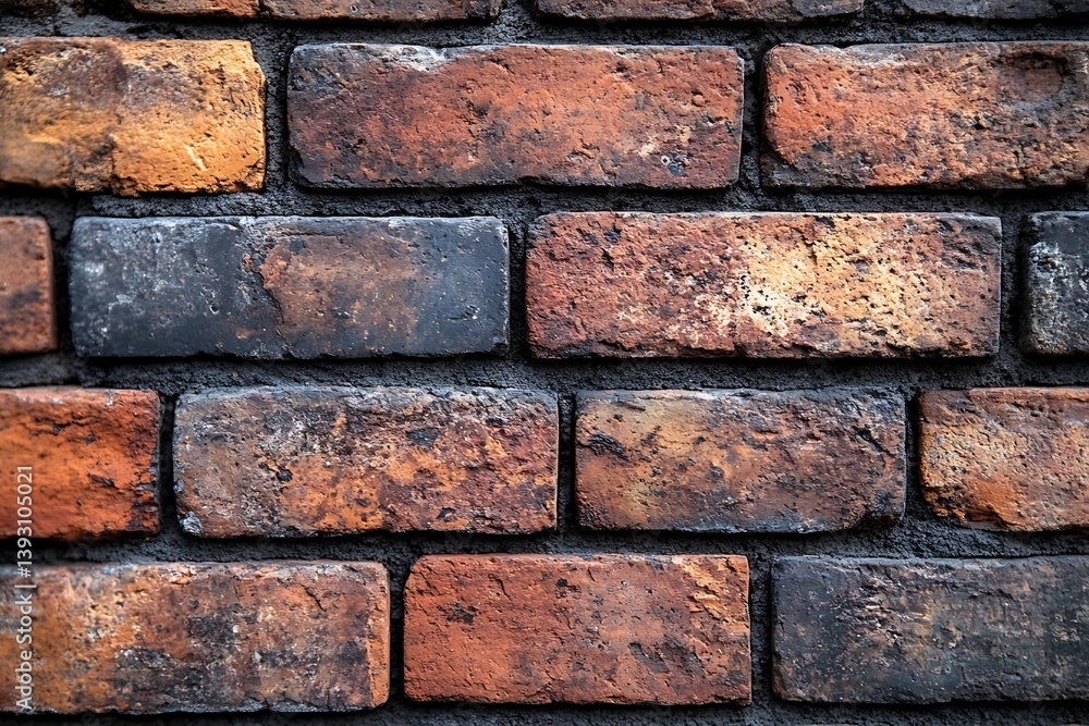 Aufkleber Rustic Old Brick Wall Texture with Varying Colors and Weathered Surface Detailed Brickwork for Background or Architectural Element : Generative AI