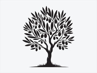 Fototapeta premium Olive Tree Stillness Silhouette with Peaceful Landscape Scene for Mediterranean Nature and Tranquil Design Themes