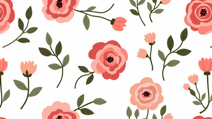 Seamless pattern with red poppies