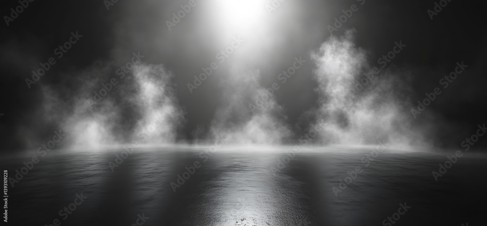 Aufkleber dark moody background with smoke and spotlights shining down ideal for stage set concert or product 