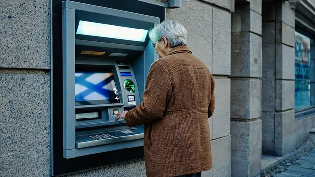 Senior person using an ATM.
