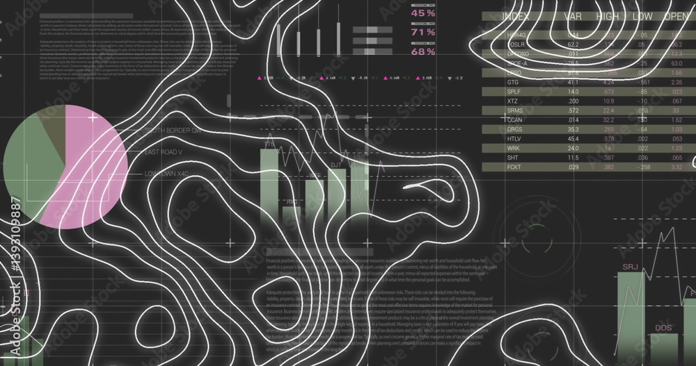 Poster image of line map over statistics