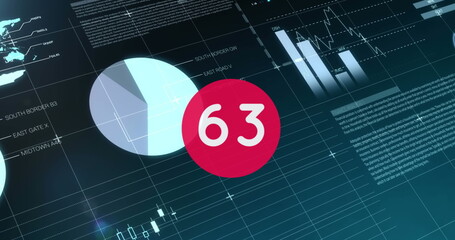 Image of numbers changing over statistics and data processing