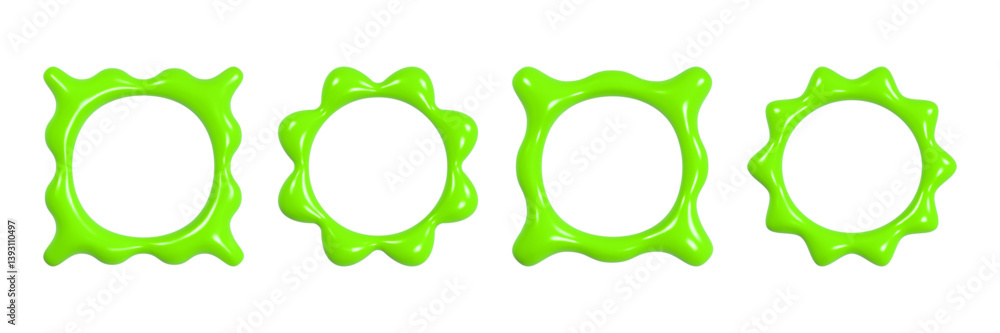 Poster wavy 3d frames with reflective glossy texture create a vibrant visual display for design elements or