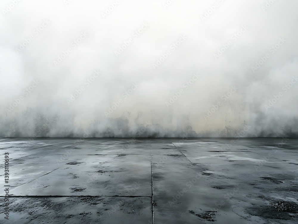 Aufkleber atmospheric concrete floor and wall with fog or smoke empty space background for industrial or grung